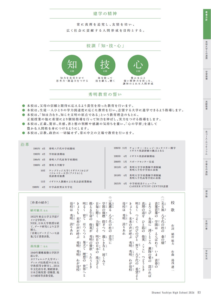 秀明大学学校教師学部附属秀明八千代高等学校 学校案内